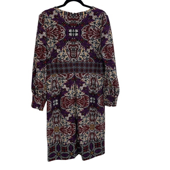 Chico's Blouson Sleeve Geometric Pattern Shift Dress Purple Burgundy 12/14 - Picture 4 of 7